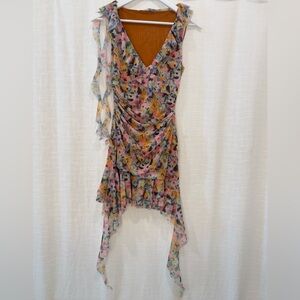 Zara Asymmetrical Floral Dress - Multicolor